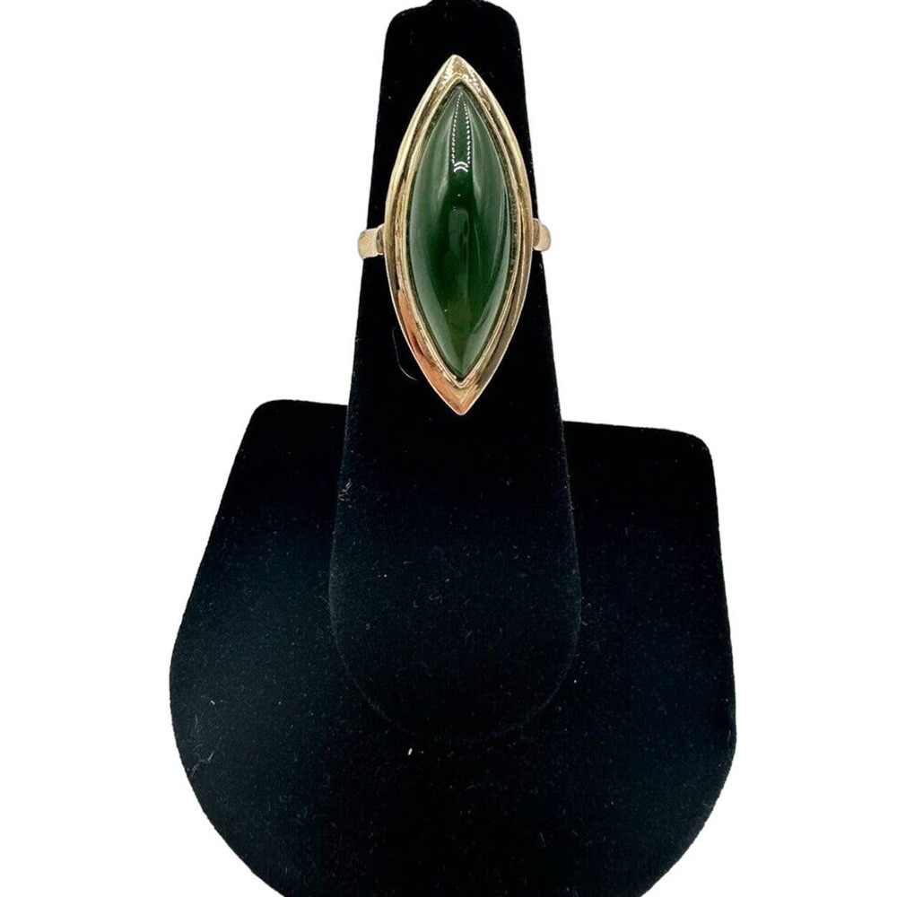 Vintage Estate 10k Yellow Gold Womens Jade Ring 10k/5.9g/Size 5